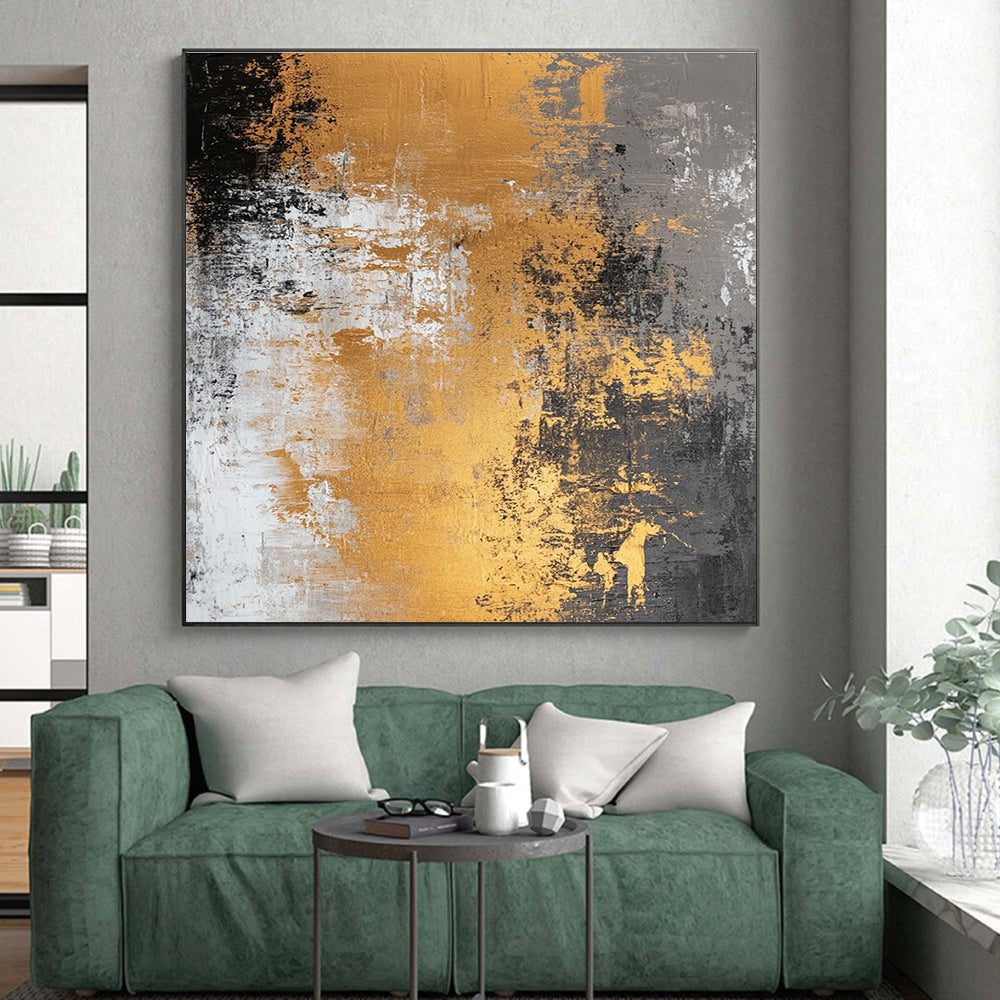 Gold Gray and White Abstract Painting with Rustic Luxury WINK318