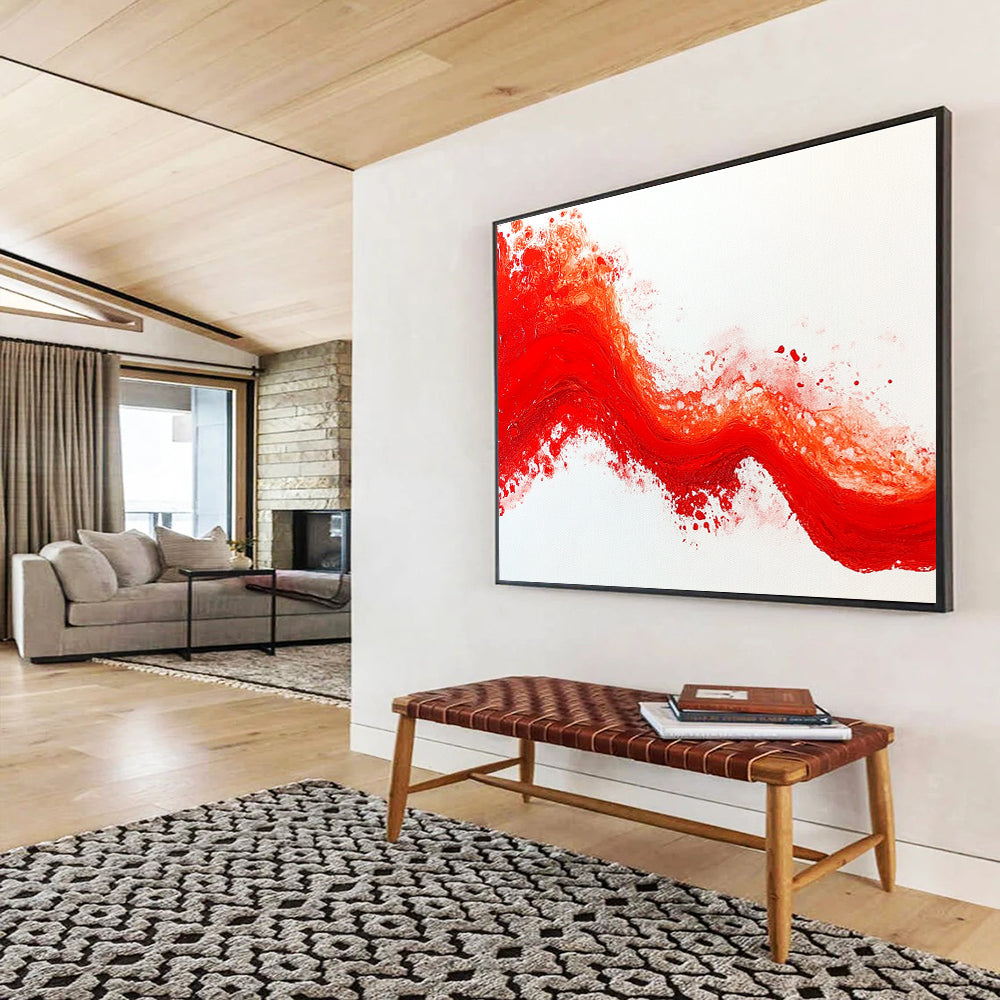 Bold Red Wave Energy Abstract Painting ABS200