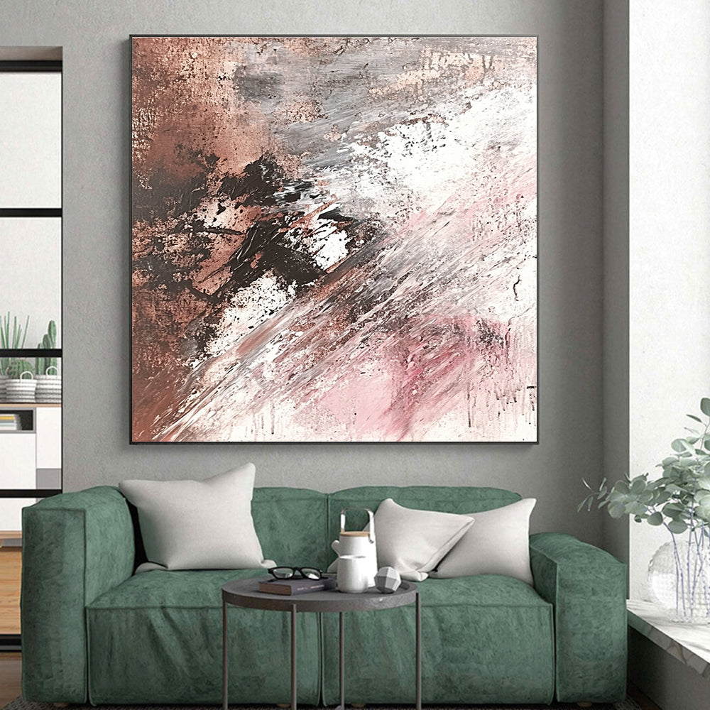 Brown Gray White Abstract Painting with Subtle Drama WINK673