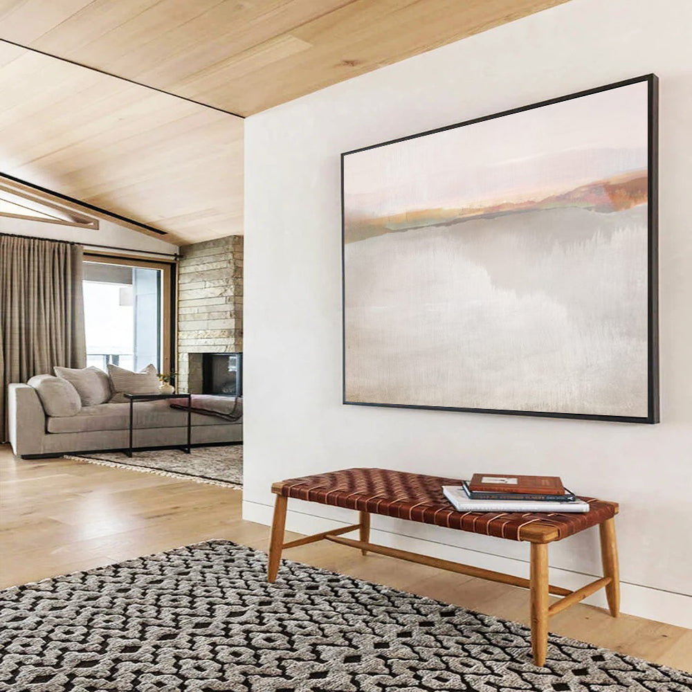 Soft Lake Abstract Painting for Tranquil Bedrooms YHT120
