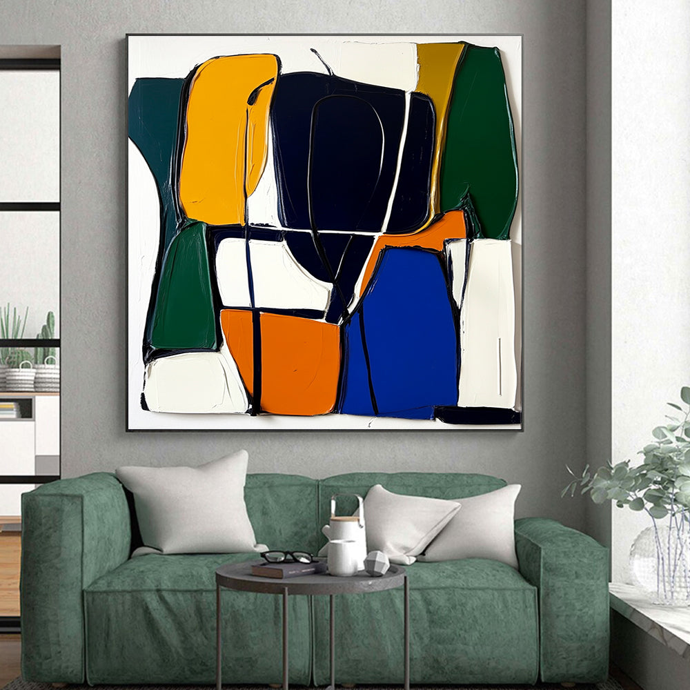 Colorful Geometric Abstract Painting with Textured Layers WINK613
