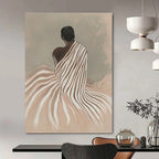 Figure in Striped Robe Serene Narrative Abstract Painting GAB0270