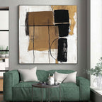 Brown Black and White Abstract Painting with Industrial Flair WINK849
