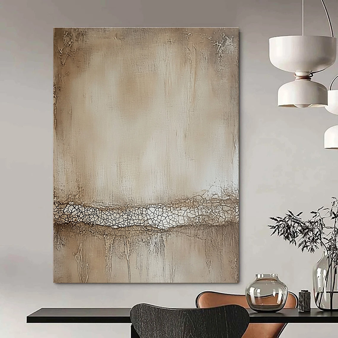 Crackled Texture Art Abstract Painting for Rustic Interiors GAB0706
