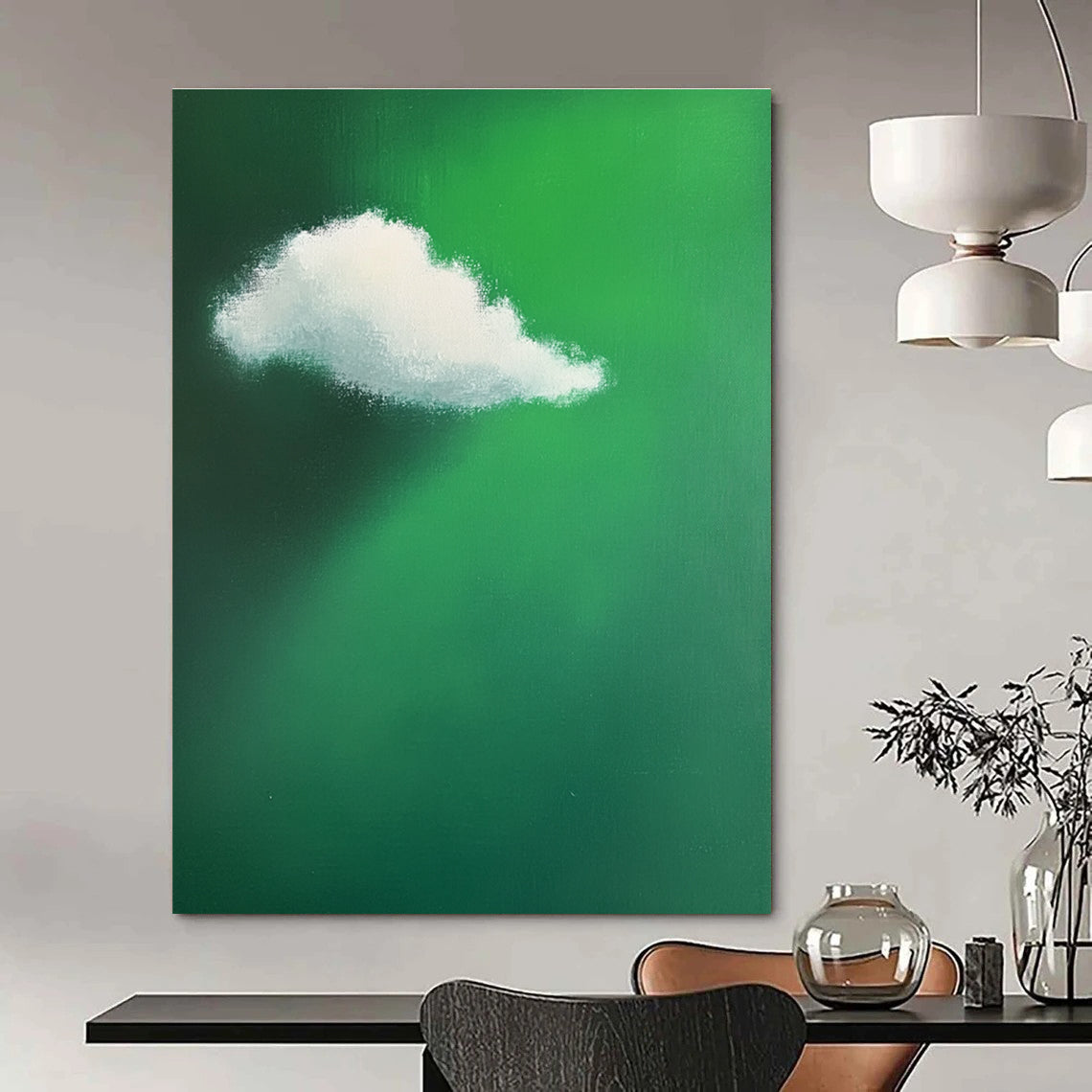 Green Sky with Cloud Painting of Whimsical Serenity GAB0141