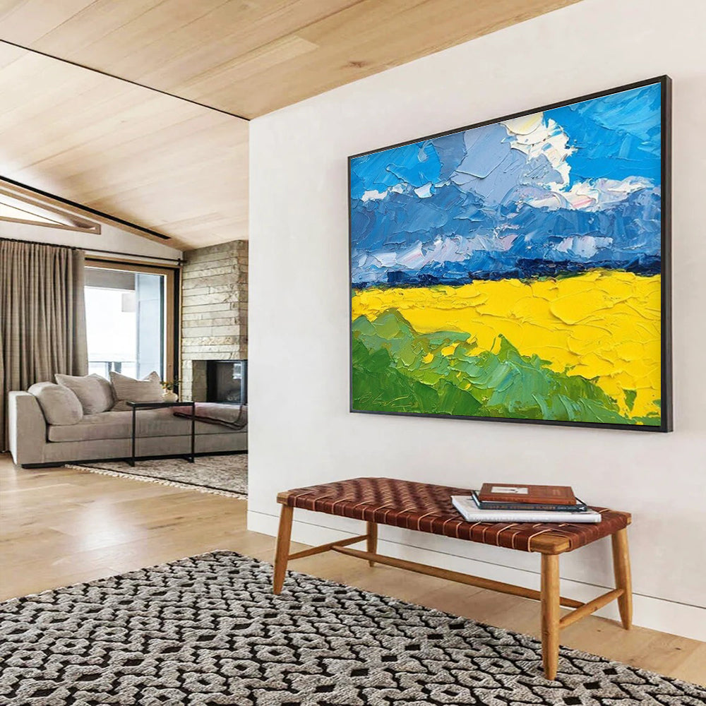 Yellow Field Abstract Painting for Countryside Home Living Rooms YHT480