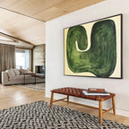 Green Wavy Abstract with Concentric Lines Abstract Painting ABS363