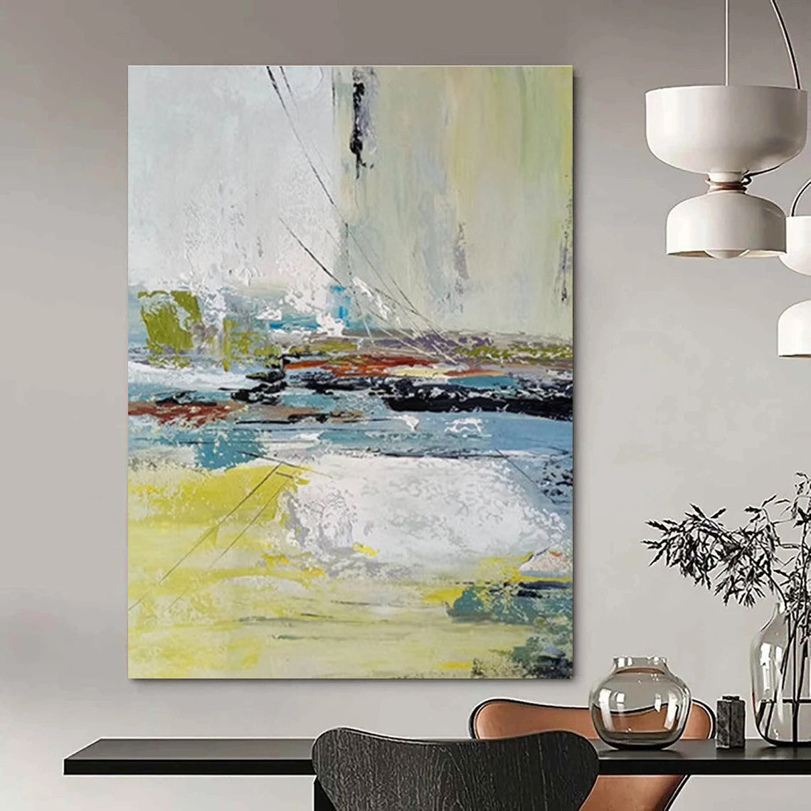 Vibrant Abstract Landscape Abstract Painting for Art Gallery Installations HENG052