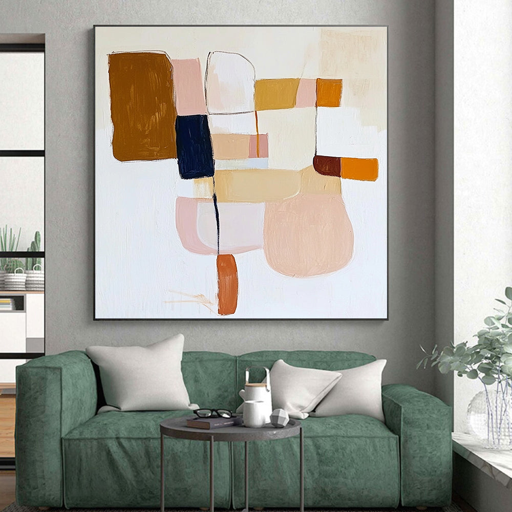Earth - Toned Block Abstract Painting with Gentle Harmony WINK700