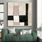 Monochrome Geometric Abstract Painting with Clean Lines WINK609