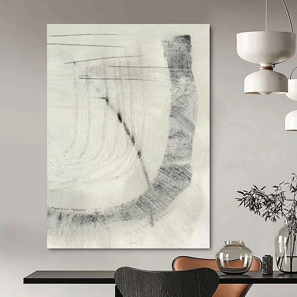 Minimalist Black - White Abstract Painting for Zen - Inspired Bedrooms HENG214