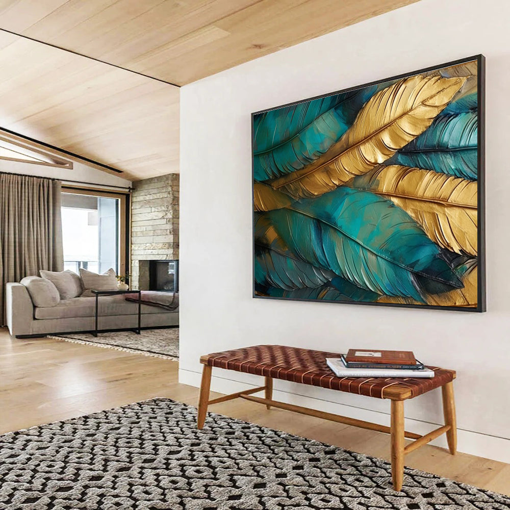 Feather Abstract Painting for Sophisticated Bedroom Retreats YHT298