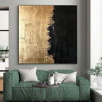 Gold and Black Divide Abstract Painting with Opulent Contrast WINK130
