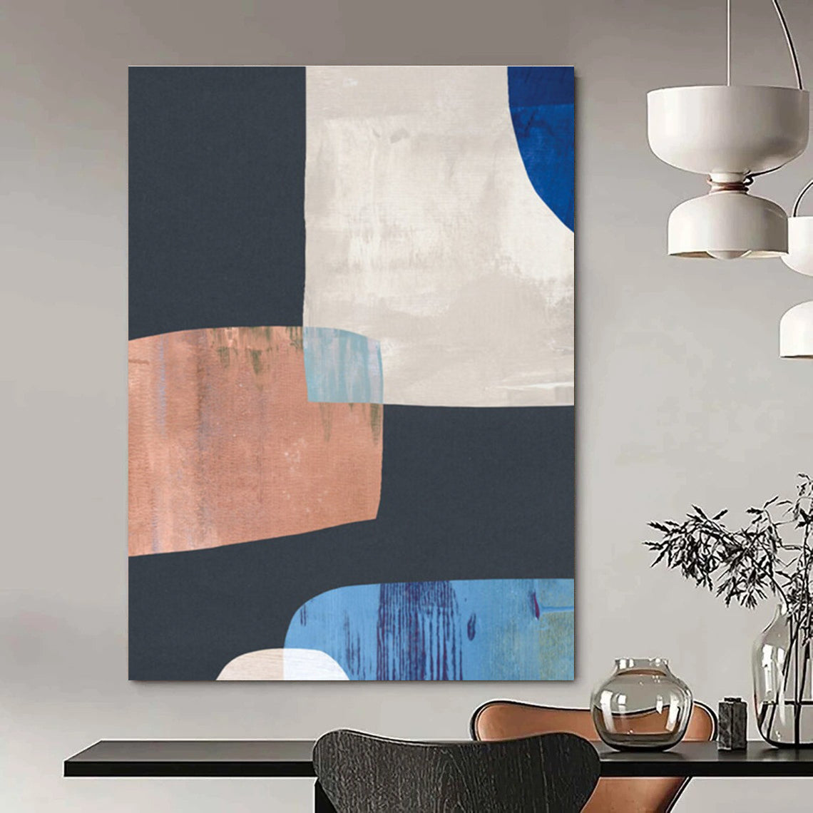 Geometric Color Block Abstract Painting for Modern Office Receptions HENG200