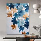 Blue and Gold Leaves Artistic Botanical Abstract Painting GAB0307