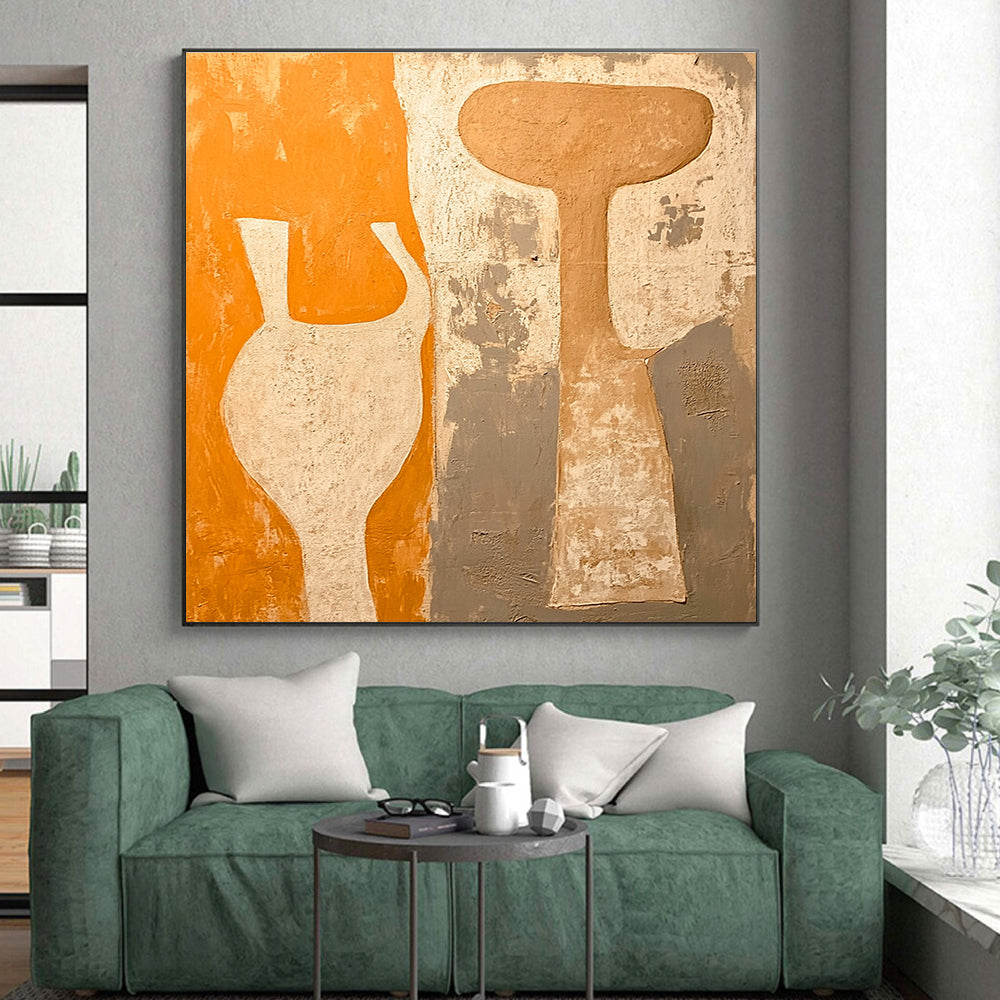 Vase - Shaped Abstract Forms Painting with Earthy Tones WINK060