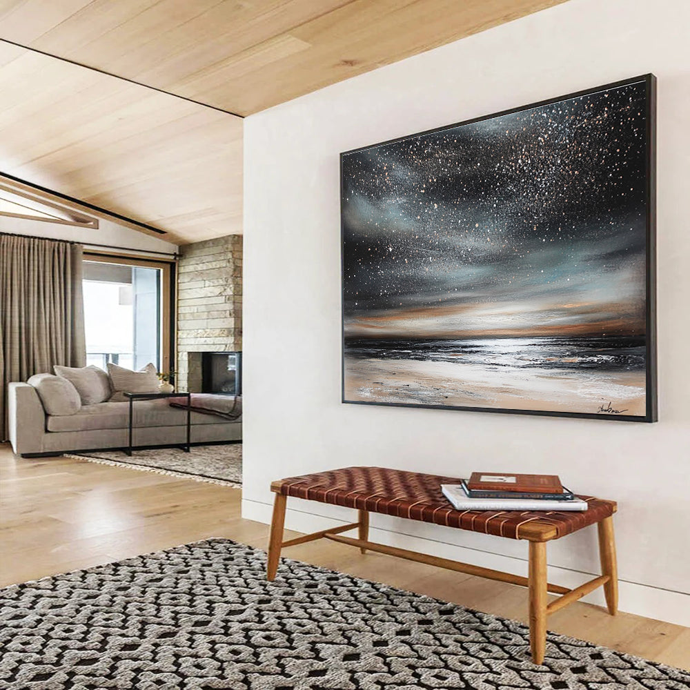 Star - Filled Night Sky Over Ocean  Enchanting Cosmos ABS120