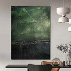 Dark Green Textured Abstract Painting for Sophisticated Lounges HENG493