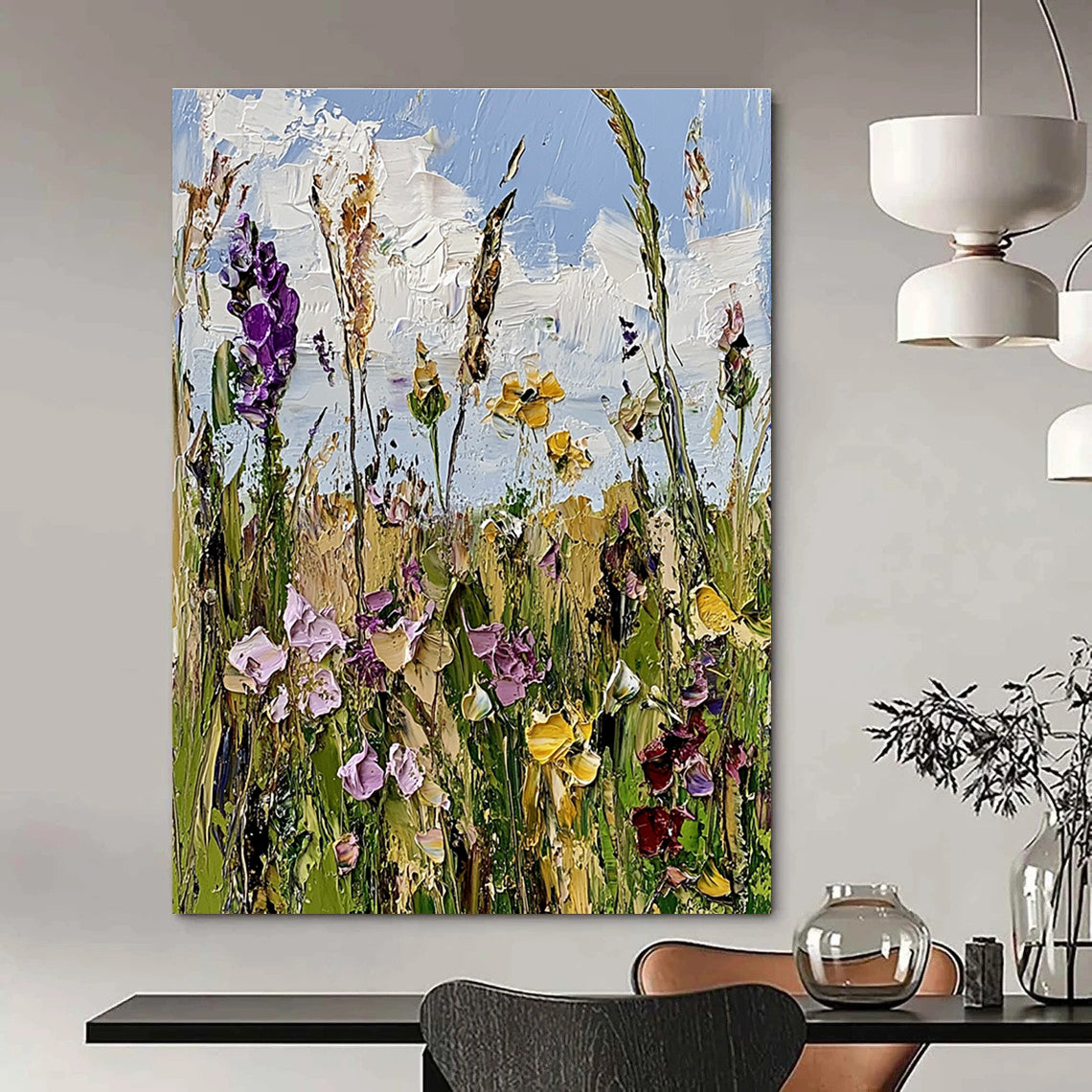 Wildflower Field Impressionistic Abstract Painting for Nature - Loving Spaces GAB1413