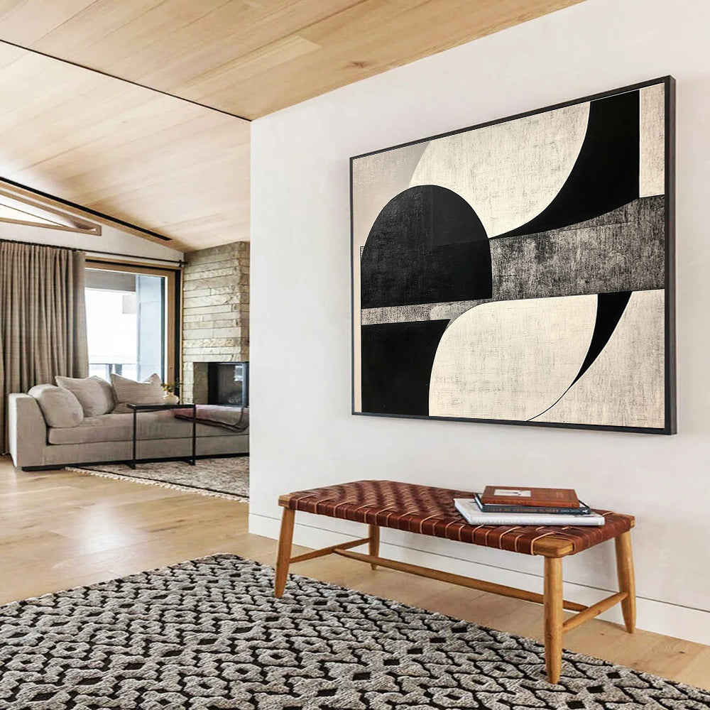 Black - White Geometric Abstract  Precision and Form ABS099