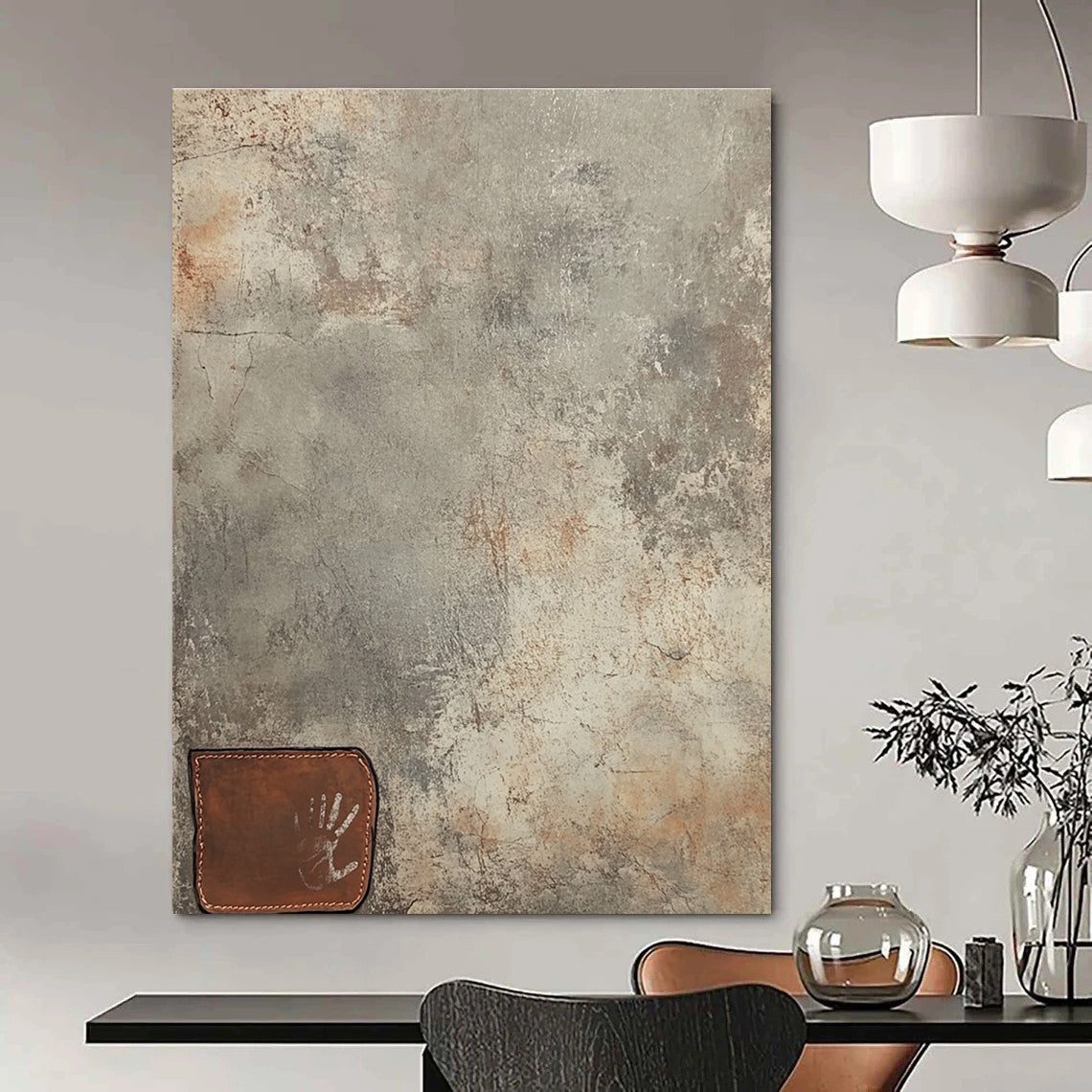 Textured Grey Background Industrial Abstract Painting for Edgy Spaces GAB1492