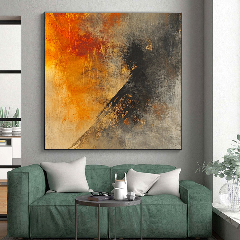 Warm and Cool Tones Abstract Painting with Dramatic Depth WINK800