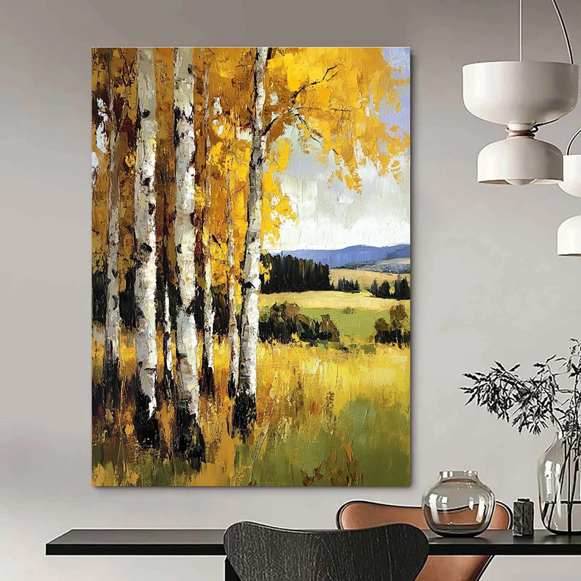 Yellow Birch Forest Painting of Autumnal Warmth GAB0149