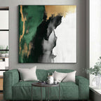 Green Gold Black Abstract Painting with Nature - Inspired Hues WINK633