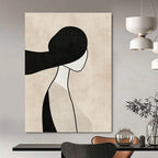 Minimalist Woman Silhouette Abstract Painting for Serene Bedroom Corners GAB1378