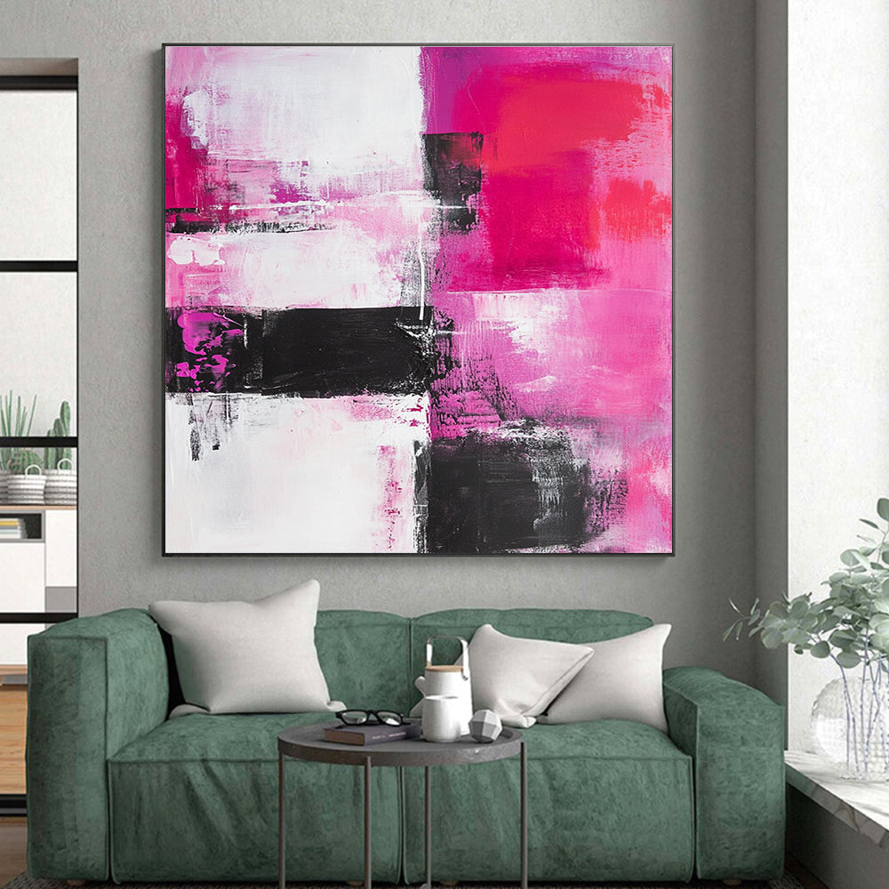 Pink - Black - White Abstract Painting with Feminine Edge WINK537