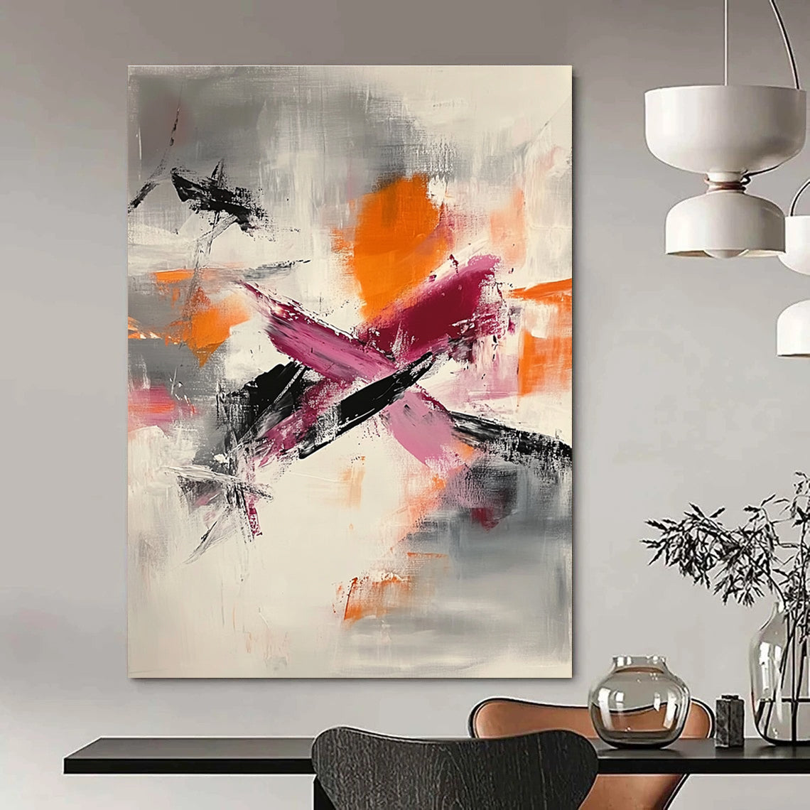 Bold Color Strokes Abstract Painting for Artistic Café Interiors GAB1237