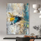 Gold and Teal Textured Abstract Painting for Art Deco - Inspired Lounges GAB0912
