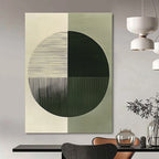 Half and Half Circle Abstract Painting for Minimalist Office Receptions GAB1381