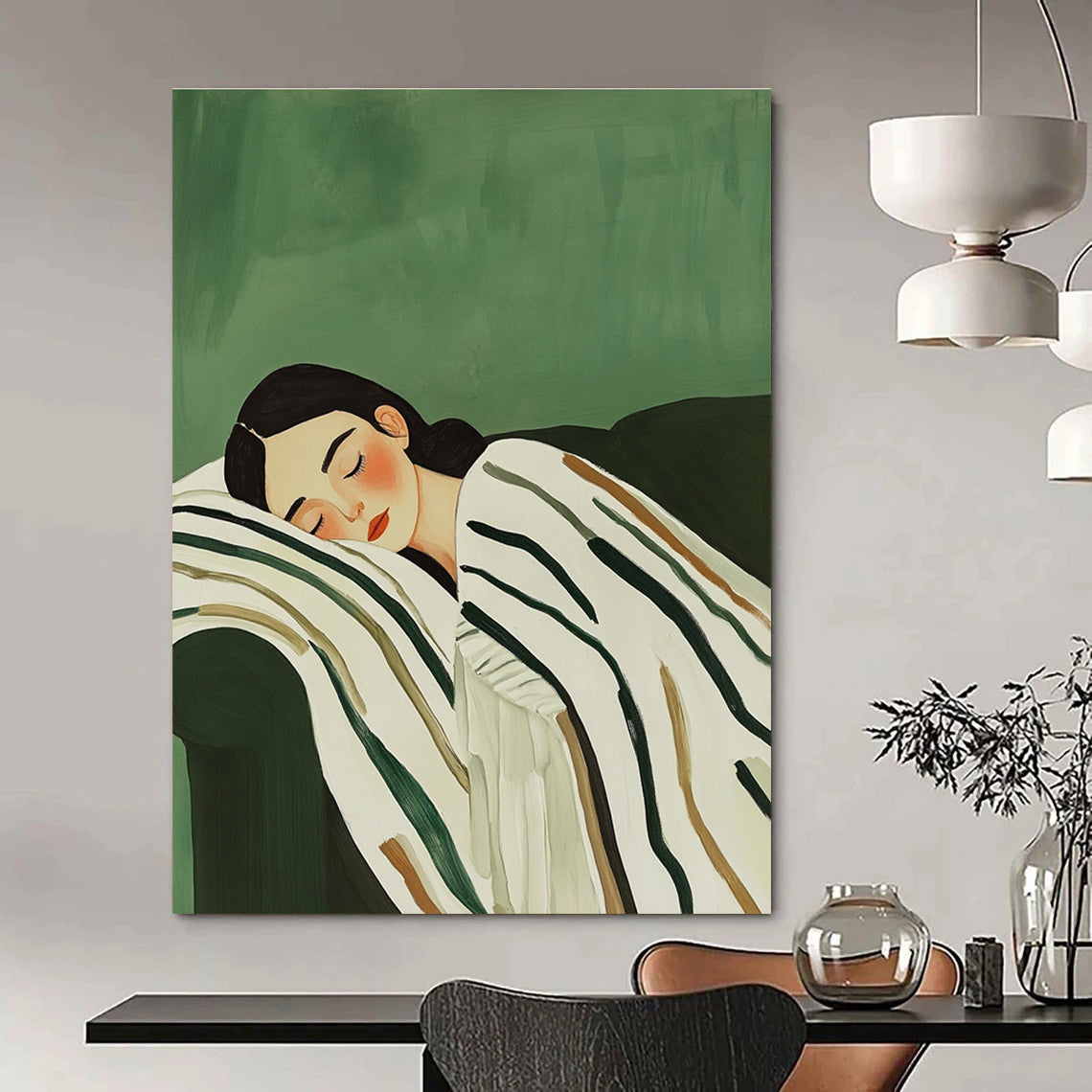 Sleeping Woman on Sofa - Serene Figurative Abstract Painting GAB0423