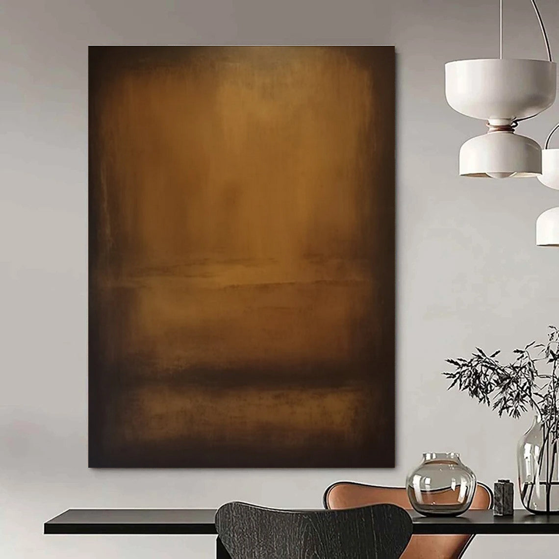 Monochrome Abstract Landscape Painting for Nature - Inspired Retreats HENG372
