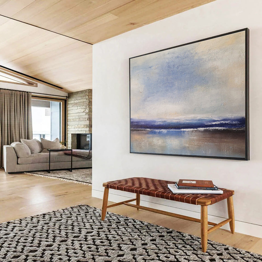Serene Sea Horizon Abstract Painting for Peaceful Spaces YHT036