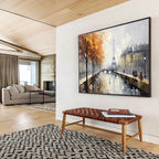 Parisian Autumn Abstract Painting for Romantic Cafes YHT171