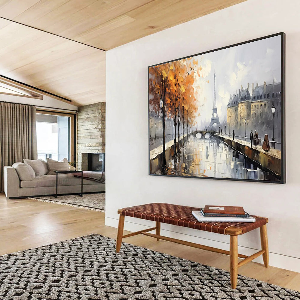 Parisian Autumn Abstract Painting for Romantic Cafes YHT171