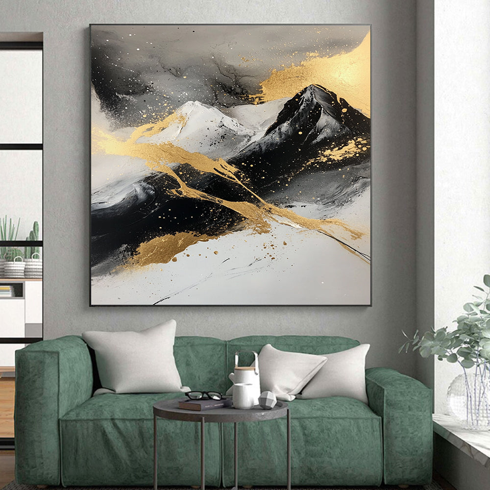 Gold - Accented Mountain Abstract Painting with Majestic Allure WINK320
