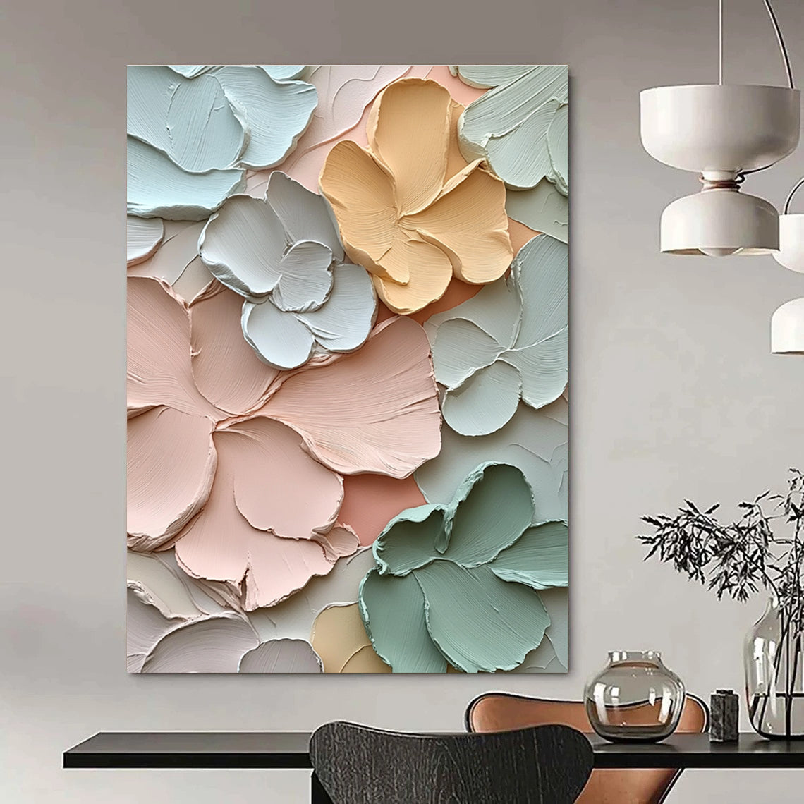 Pastel Flowers Abstract Painting with Smooth Textures GAB0006