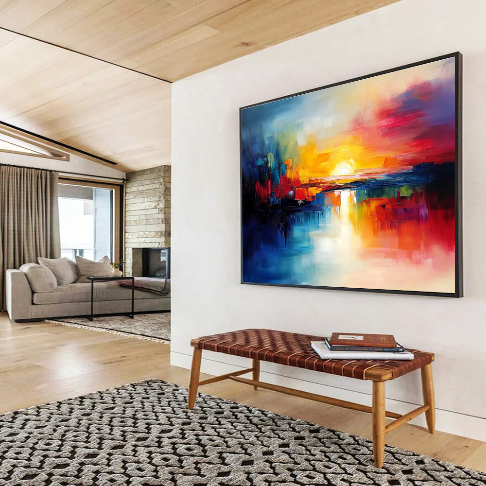 Colorful Abstract Sunset: Vibrant Emotions in Bold Hues Abstract Painting ABS152