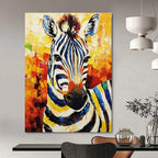 Colorful Zebra Portrait Painting with Artistic Stripes GAB0107