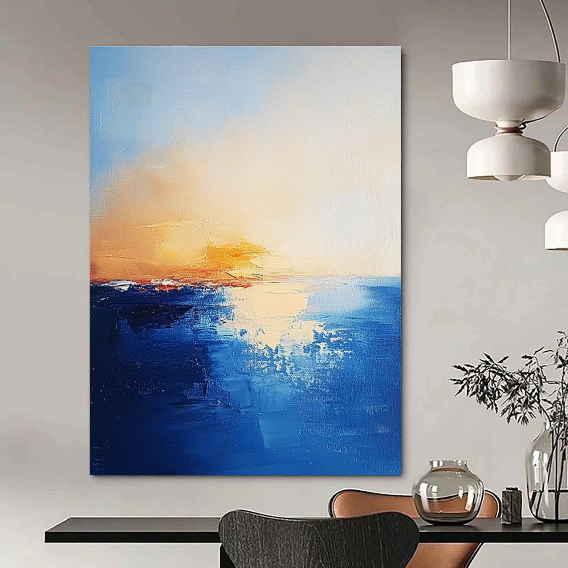 Sunset Over Ocean Abstract Painting for Relaxing - Styled Lounges GAB1077