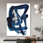 Bold Blue Abstract Brushstrokes Painting for Contemporary Art Galleries HENG161