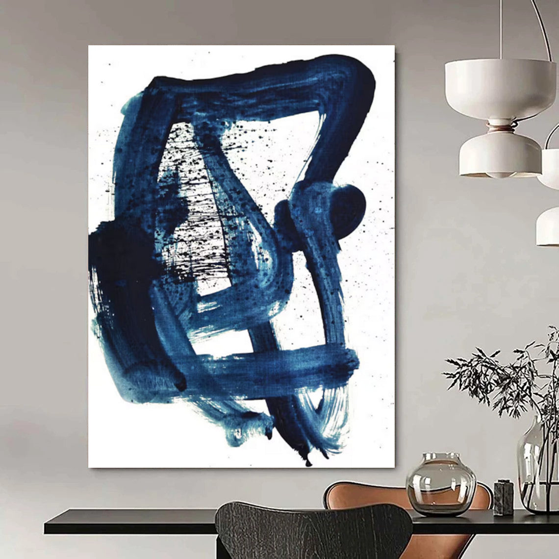 Bold Blue Abstract Brushstrokes Painting for Contemporary Art Galleries HENG161