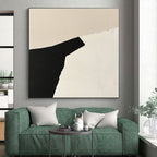 Angular Black and White Form Abstract Painting with Sharp Contrast WINK166