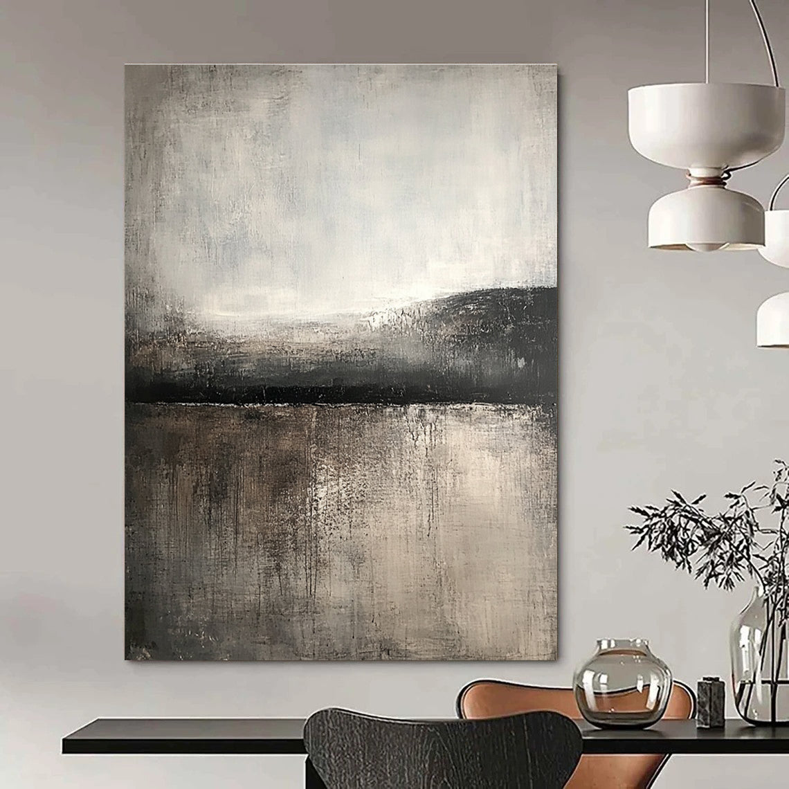 Monochrome Lake Abstract - Minimalist Landscape Abstract Art GAB0515