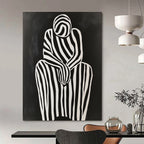 Striped Figure in Contemplation Minimalist Narrative Abstract Painting GAB0264
