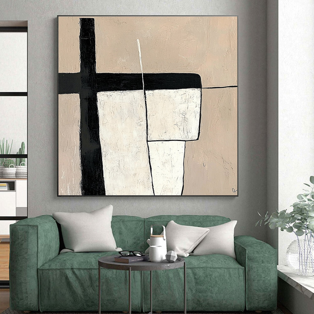 Minimalist Geometric Abstract Painting with Clean Simplicity WINK296
