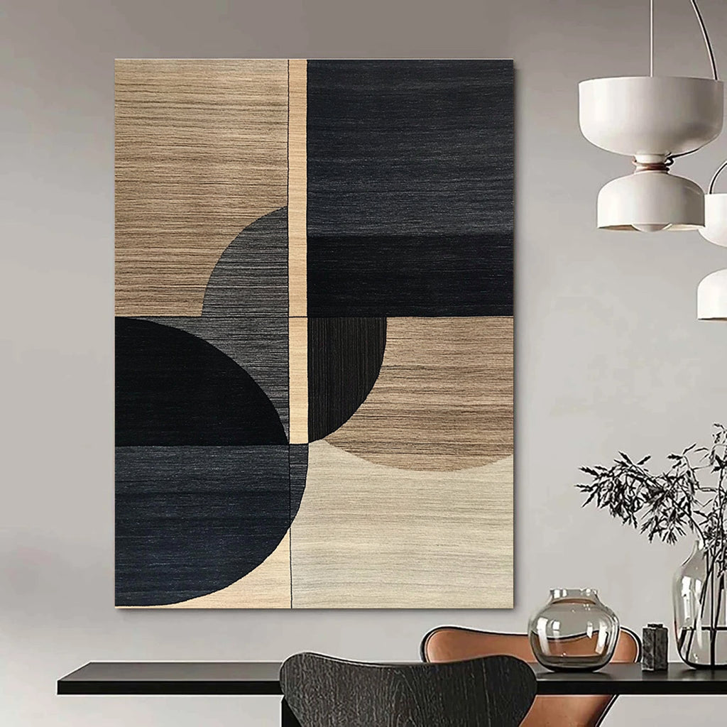 Geometric Wood - Like Shapes Abstract Painting for Contemporary Office Break Rooms GAB1356
